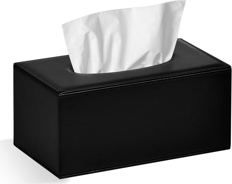 COLYLAN Tissue Box Cover Rectangular Tissue Box Holder for Bathroom (Black) - Image 1